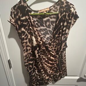 Ellen Tracy Animal Print Wrap Blouse